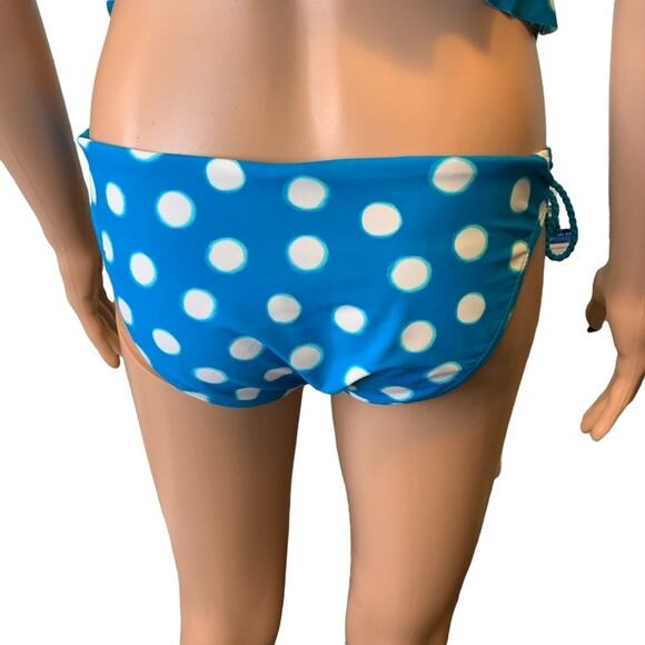 Hula Honey Blue Polka Dot Halter Tie Tankini Two Piece Medium - Picture 4 of 5